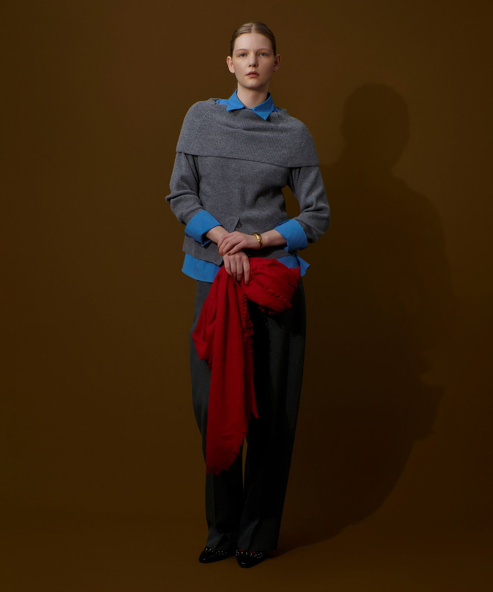 allureville ビッグカラー2WAYネックプルオーバー グレー (92)