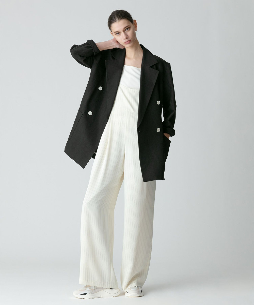 allureville ピンストライプサロペットパンツ アイボリー (04)