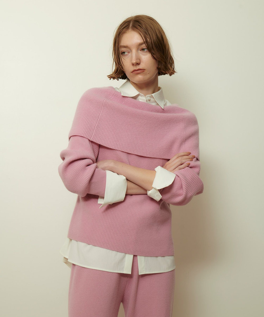 allureville ビッグカラー2WAYネックプルオーバー ライトピンク (42)