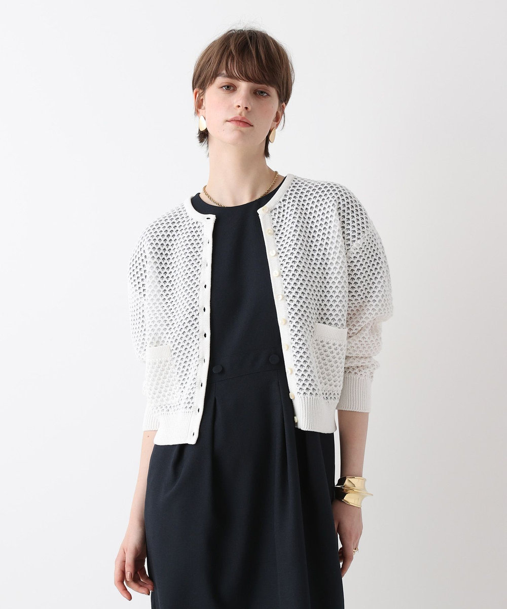 allureville 透かし編みカーディガン オフホワイト (02)