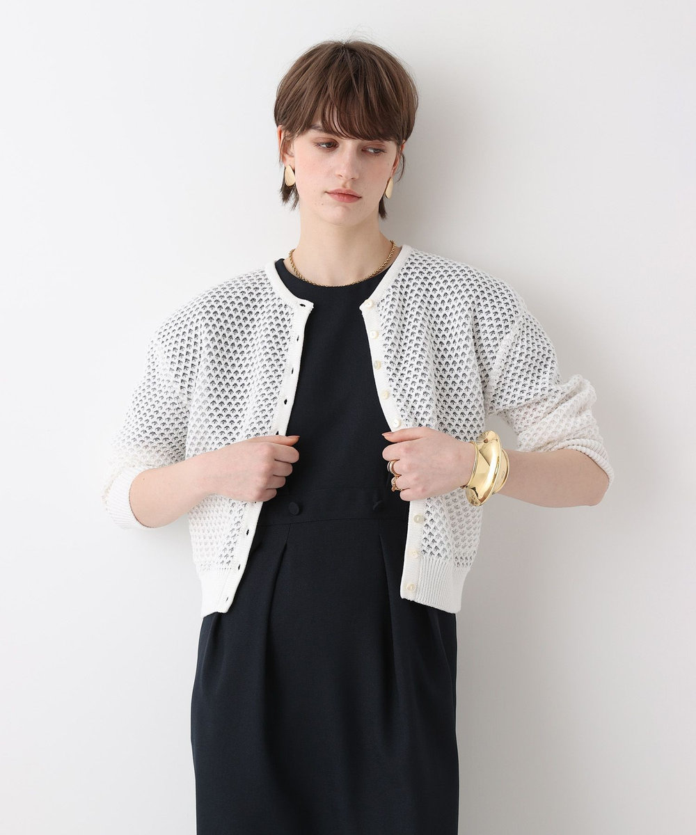 allureville 透かし編みカーディガン オフホワイト (02)