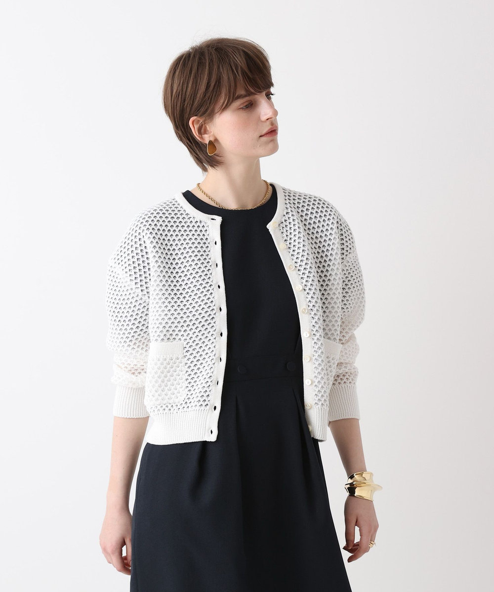 allureville 透かし編みカーディガン オフホワイト (02)