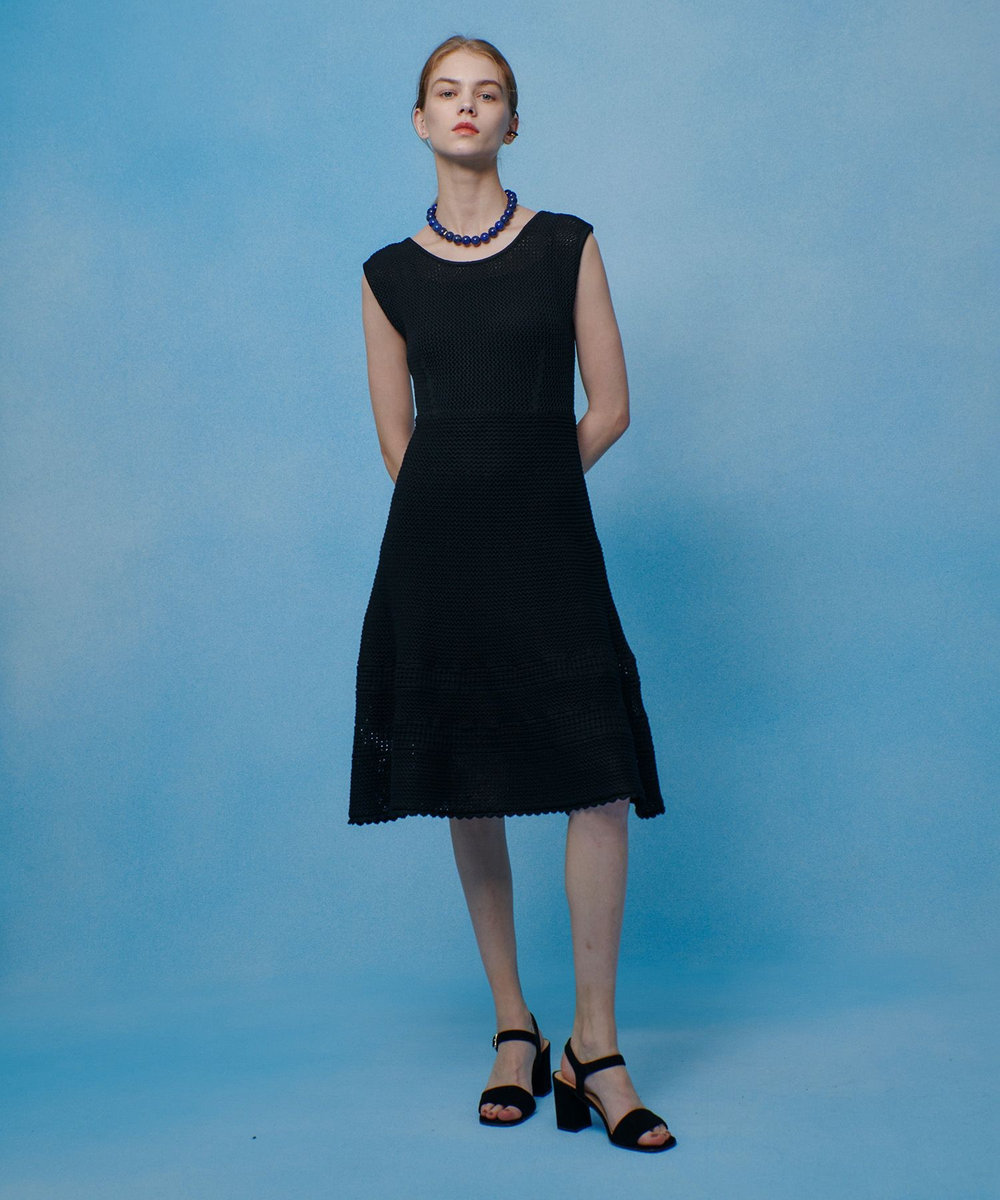 LOULOU WILLOUGHBY メッシュクロッシェミニワンピース ブラック (95)