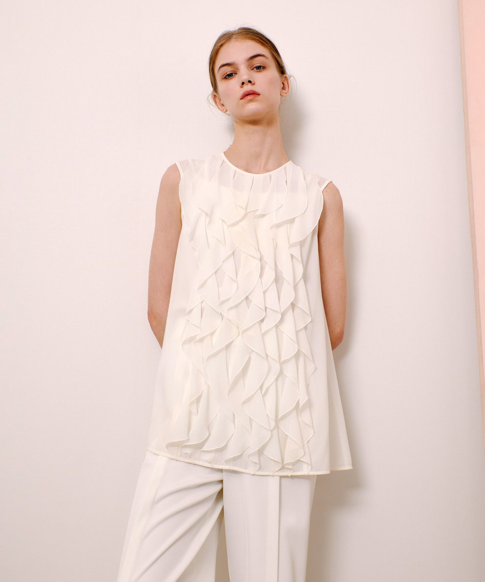 LOULOU WILLOUGHBY 【LOULOU WILLOUGHBY】シフォンラッフルブラウス オフホワイト (02)