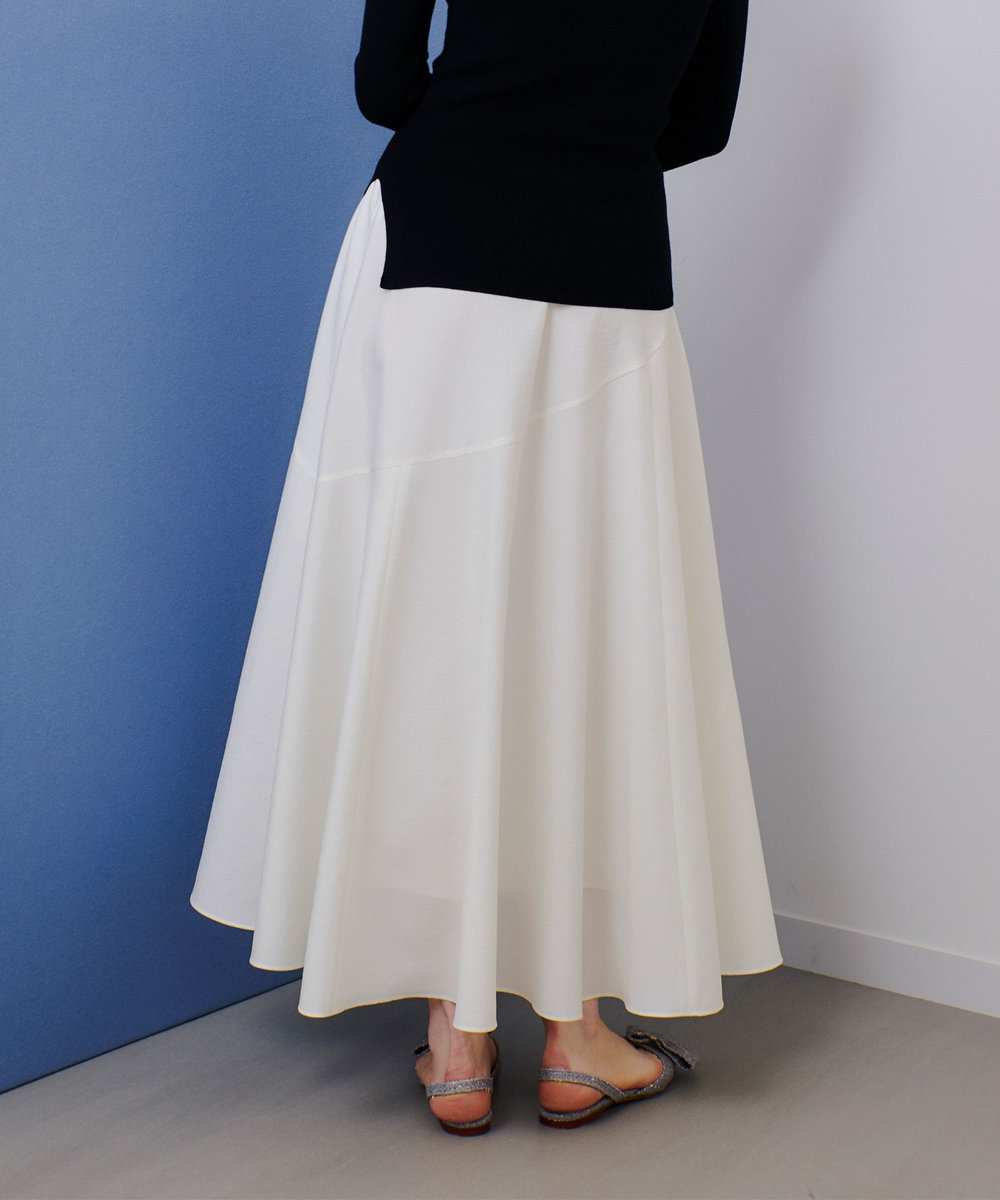 allureville オーガンジー切替フレアスカート アイボリー (04)