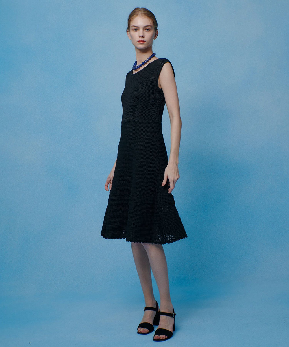 LOULOU WILLOUGHBY メッシュクロッシェミニワンピース ブラック (95)