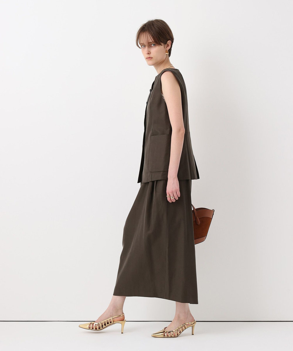 allureville コットンキュプラサイドタックストレートスカート ブラウン (81)