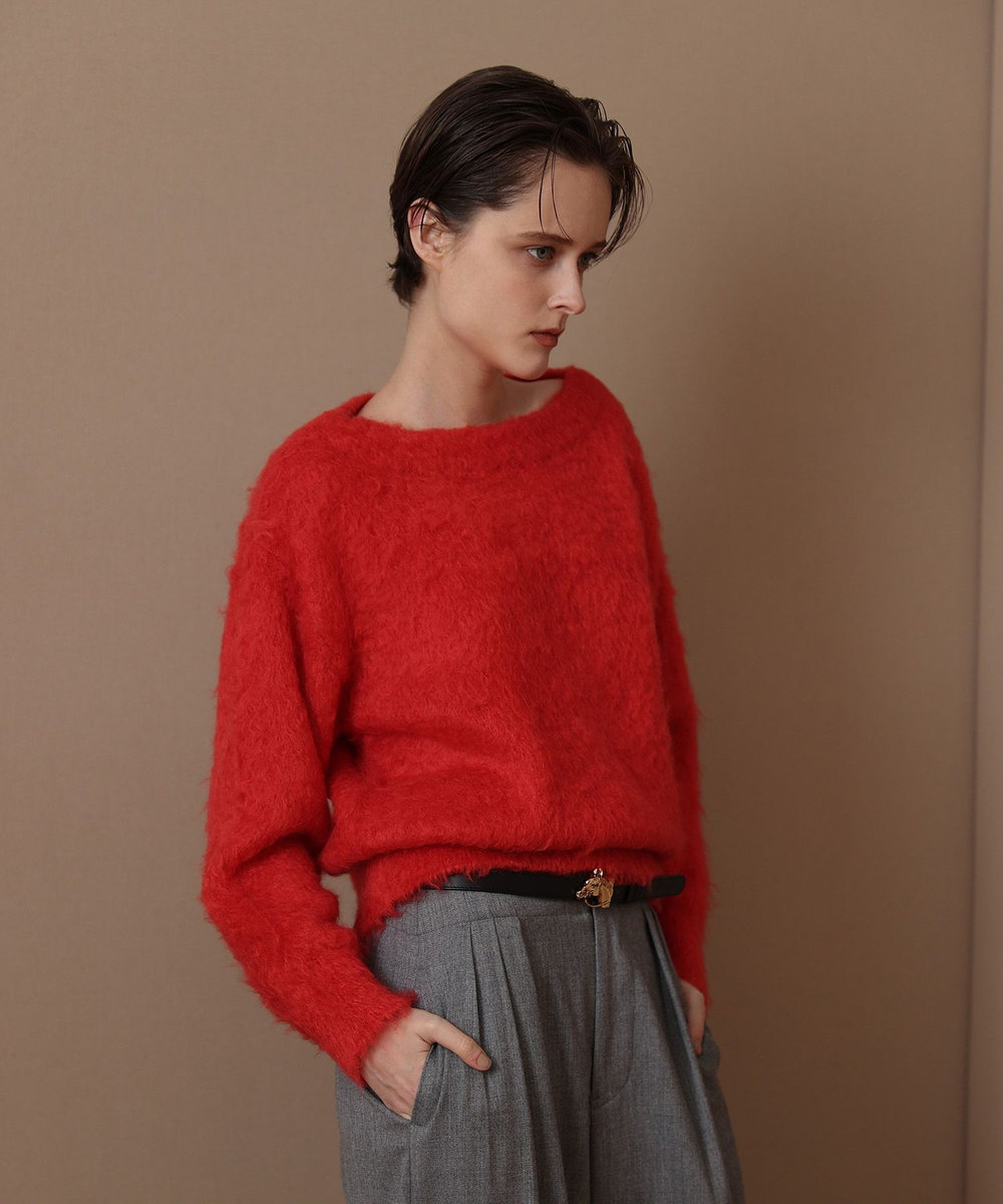 allureville ウェーブシャギーモヘヤプルオーバー レッド (43)