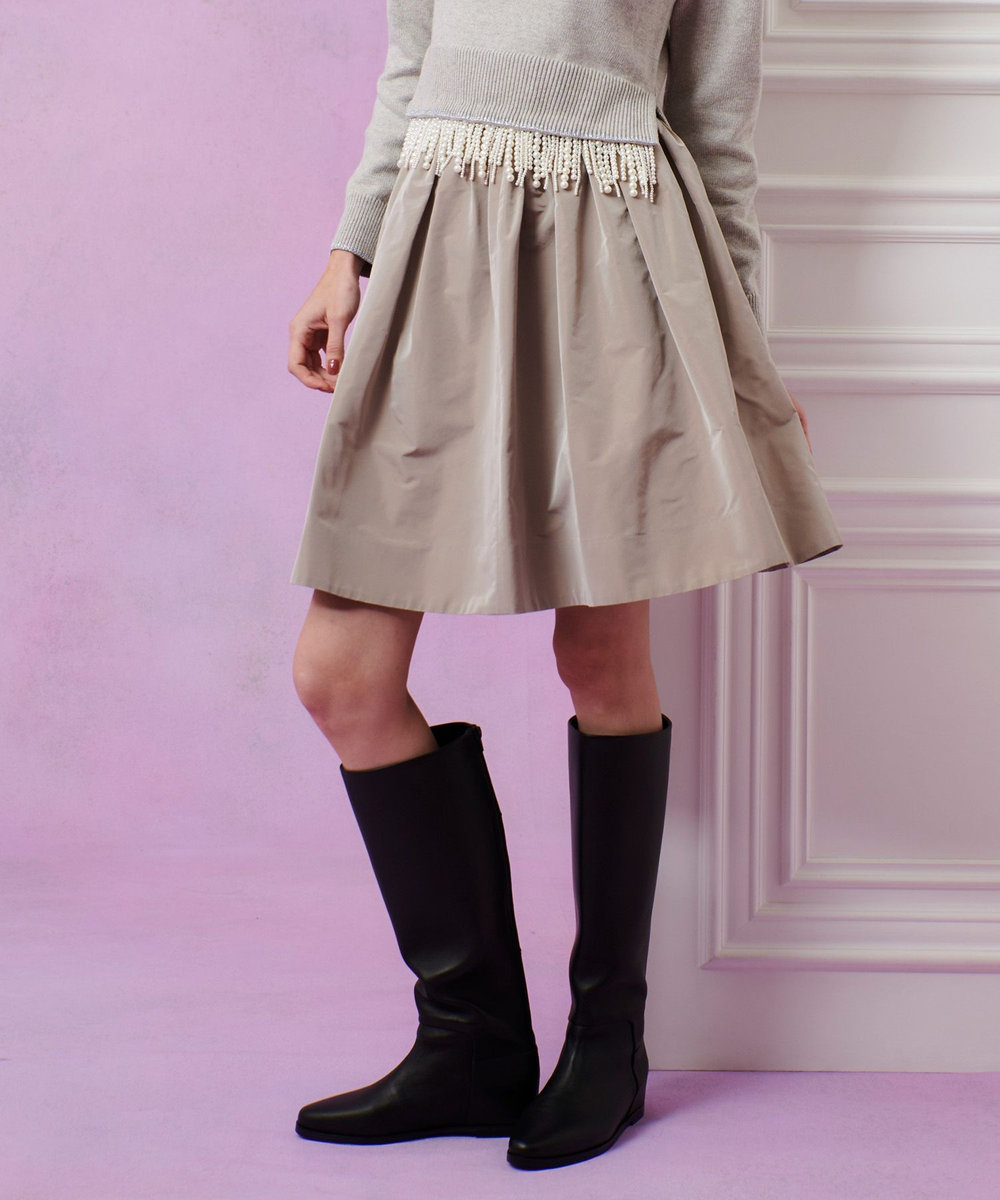 LOULOU WILLOUGHBY 【LOULOU WILLOUGHBY】タフタギャザースカート グレージュ (15)