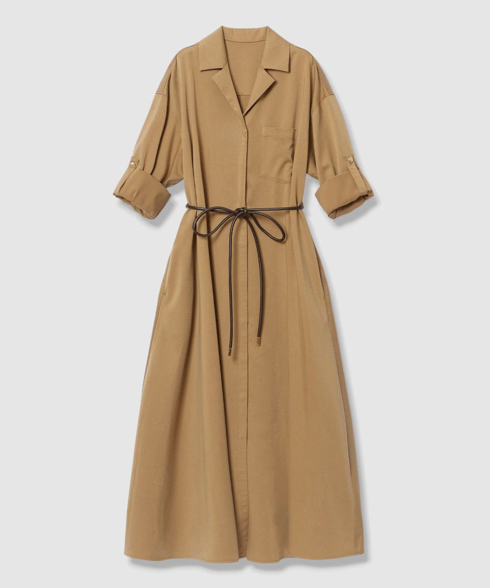 allureville フィブリルストレッチシャツワンピース キャメル (84)