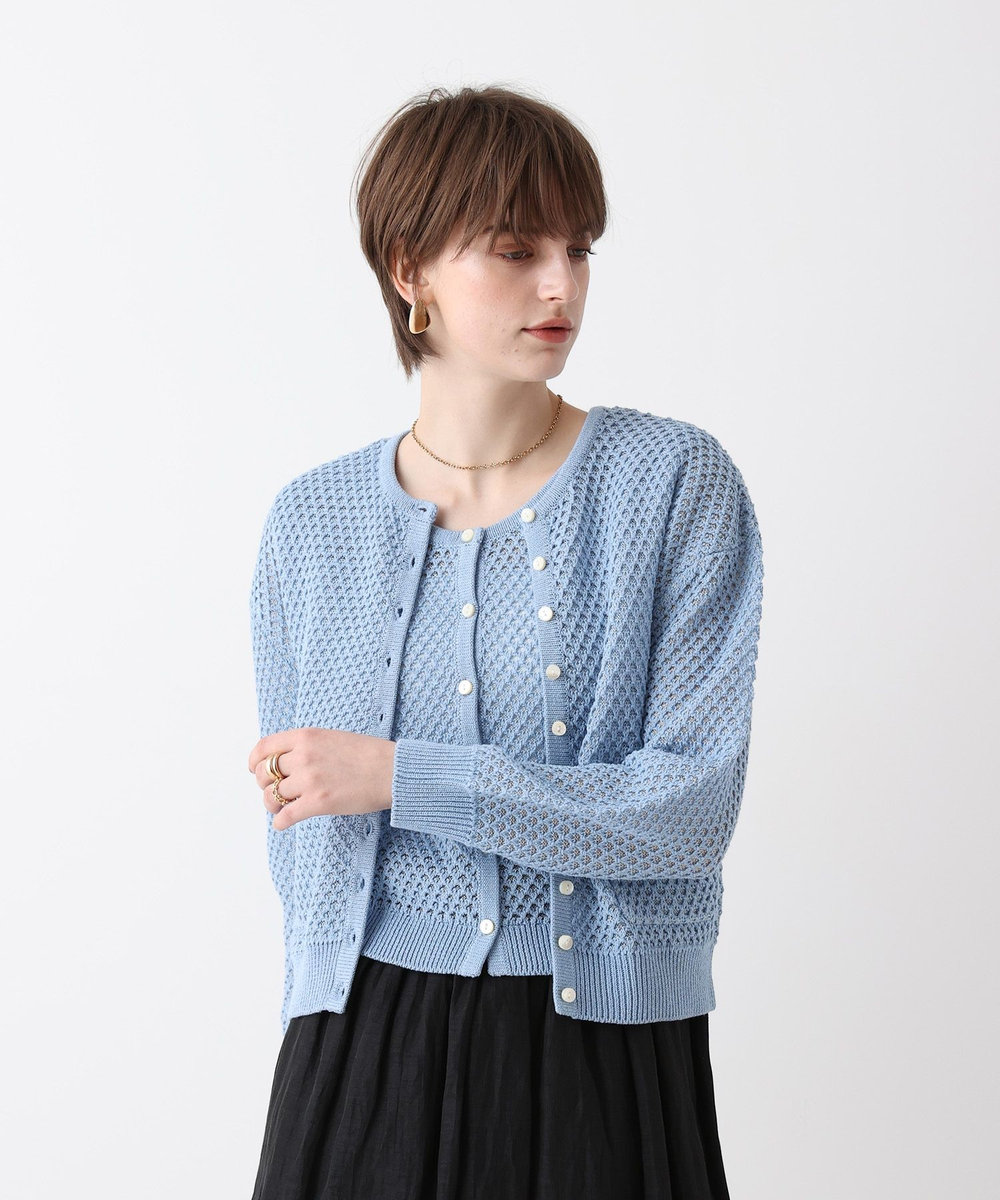 allureville 透かし編みカーディガン ブルー (61)