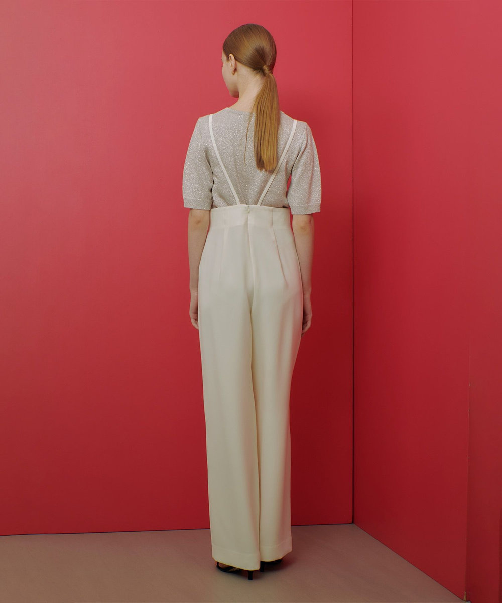 LOULOU WILLOUGHBY 【LOULOU WILLOUGHBY】ダブルクロスハイウエストサスペンダーパンツ オフホワイト (02)