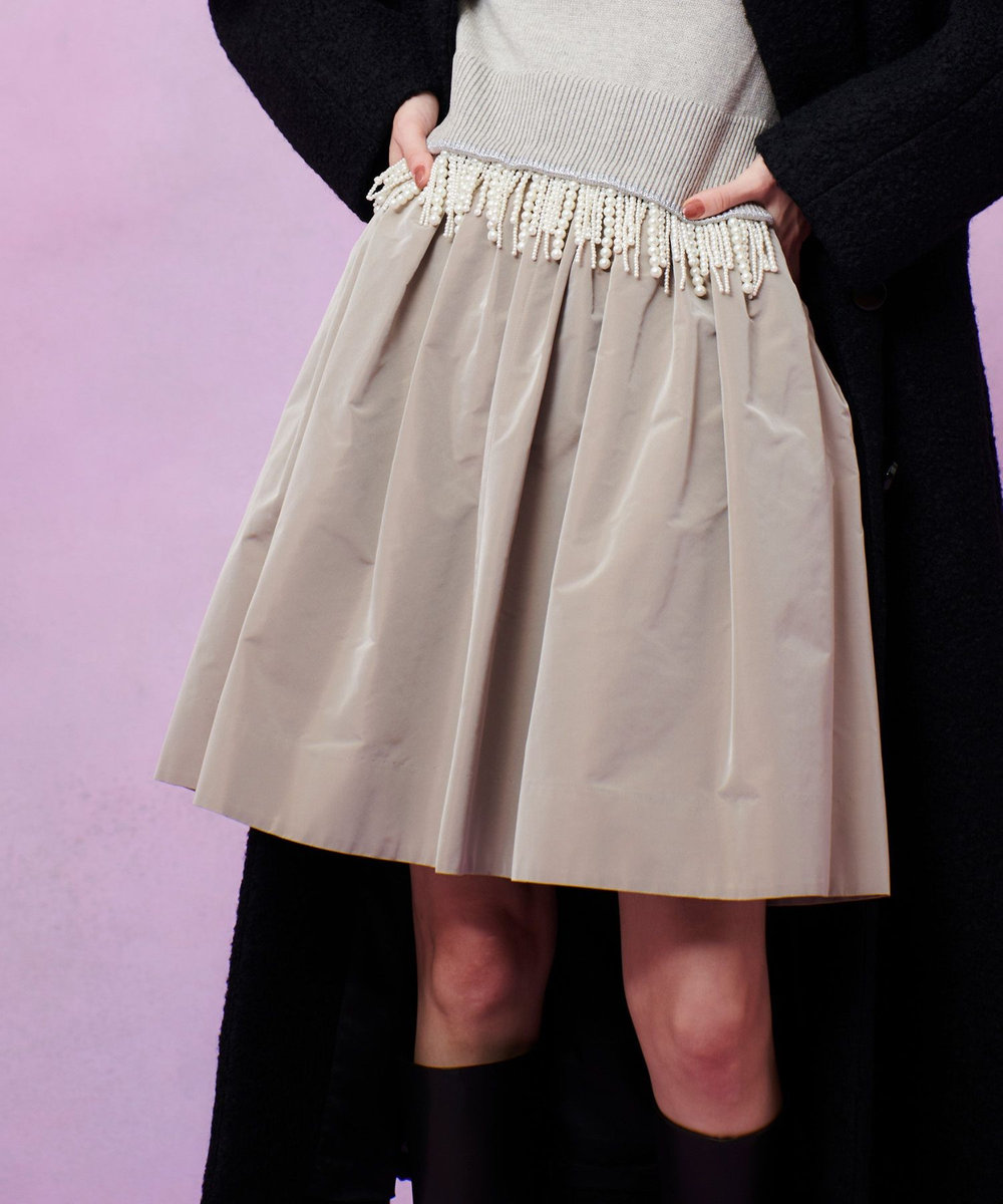 LOULOU WILLOUGHBY 【LOULOU WILLOUGHBY】タフタギャザースカート グレージュ (15)