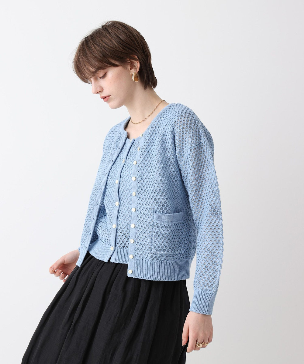 allureville 透かし編みカーディガン ブルー (61)