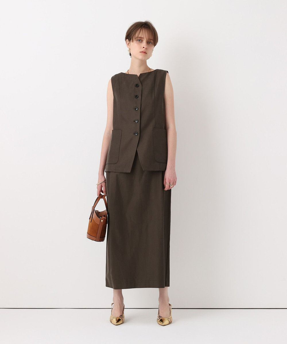 allureville コットンキュプラノースリーブジレ ブラウン (81)