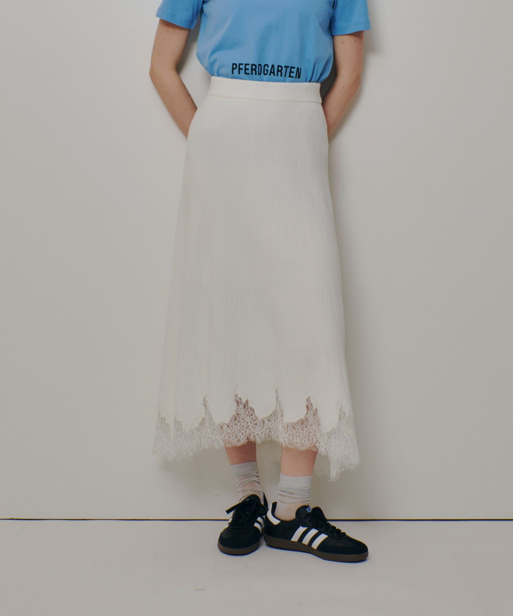 allureville レースドッキングニットスカート アイボリー (04)