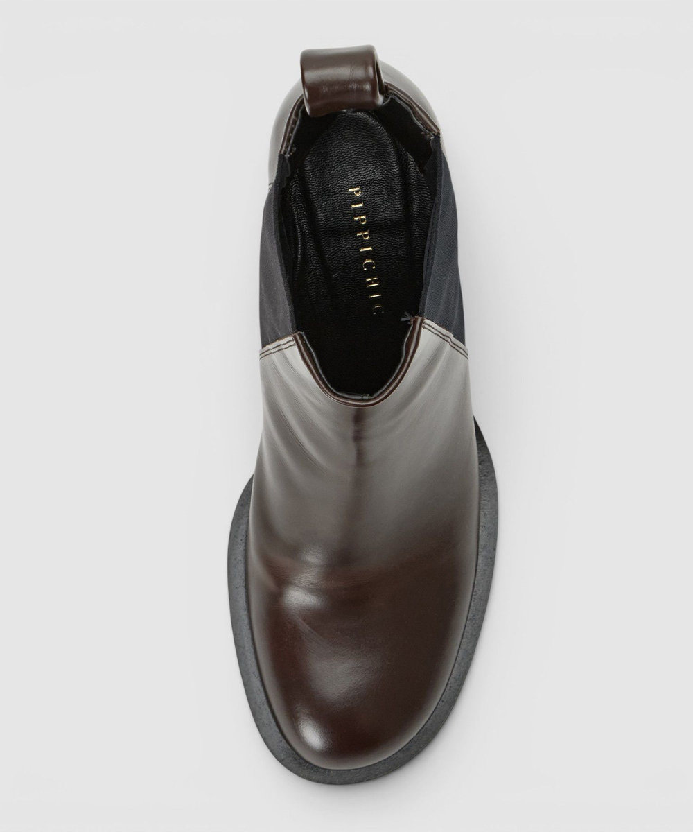 buying 【PIPPICHIC(ピッピシック)】OBLIQUE SIDEGOA SHORT BOOTS ダークブラウン (82)