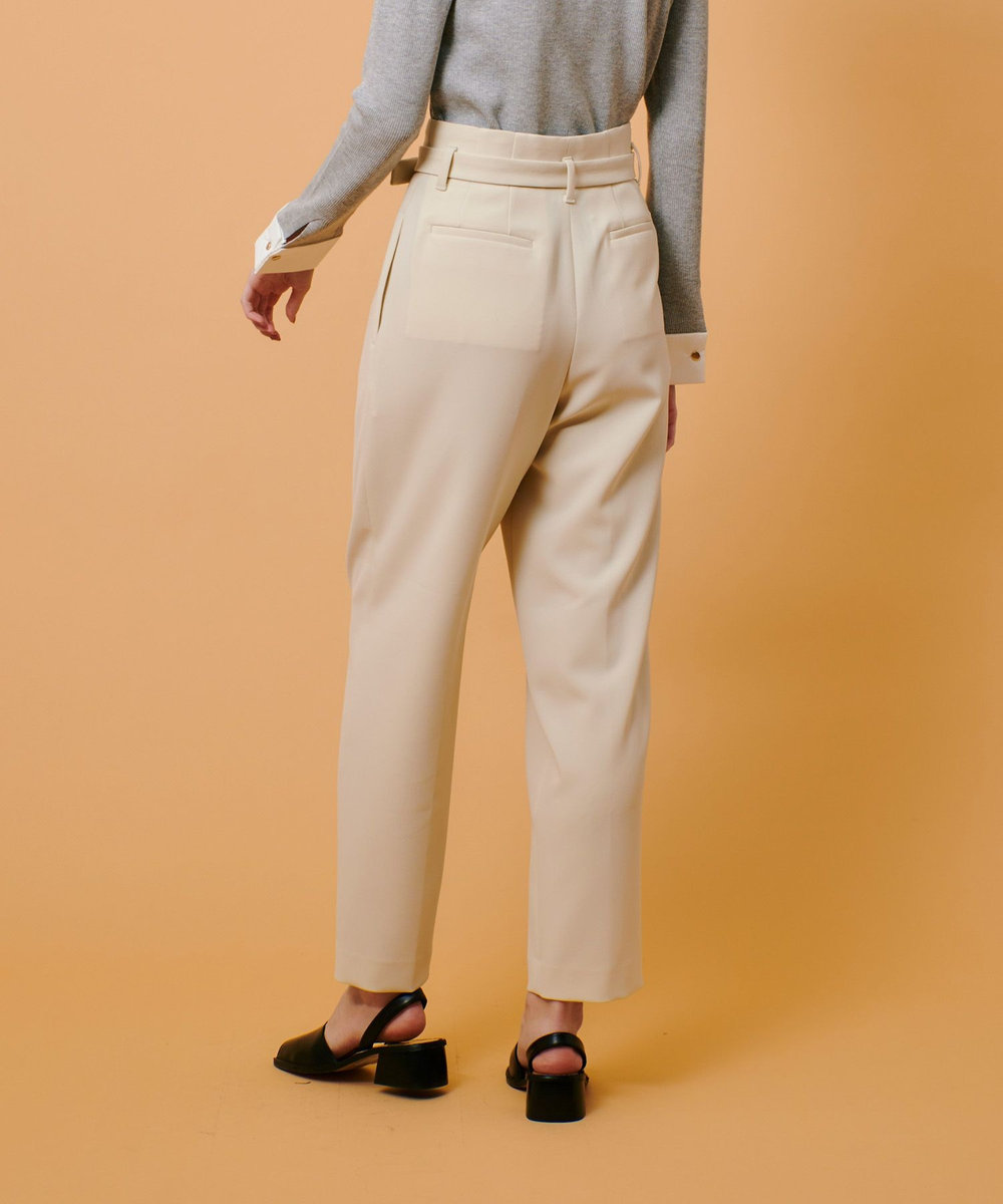 allureville ダブルクロスベルト付タックパンツ ベージュ (11)