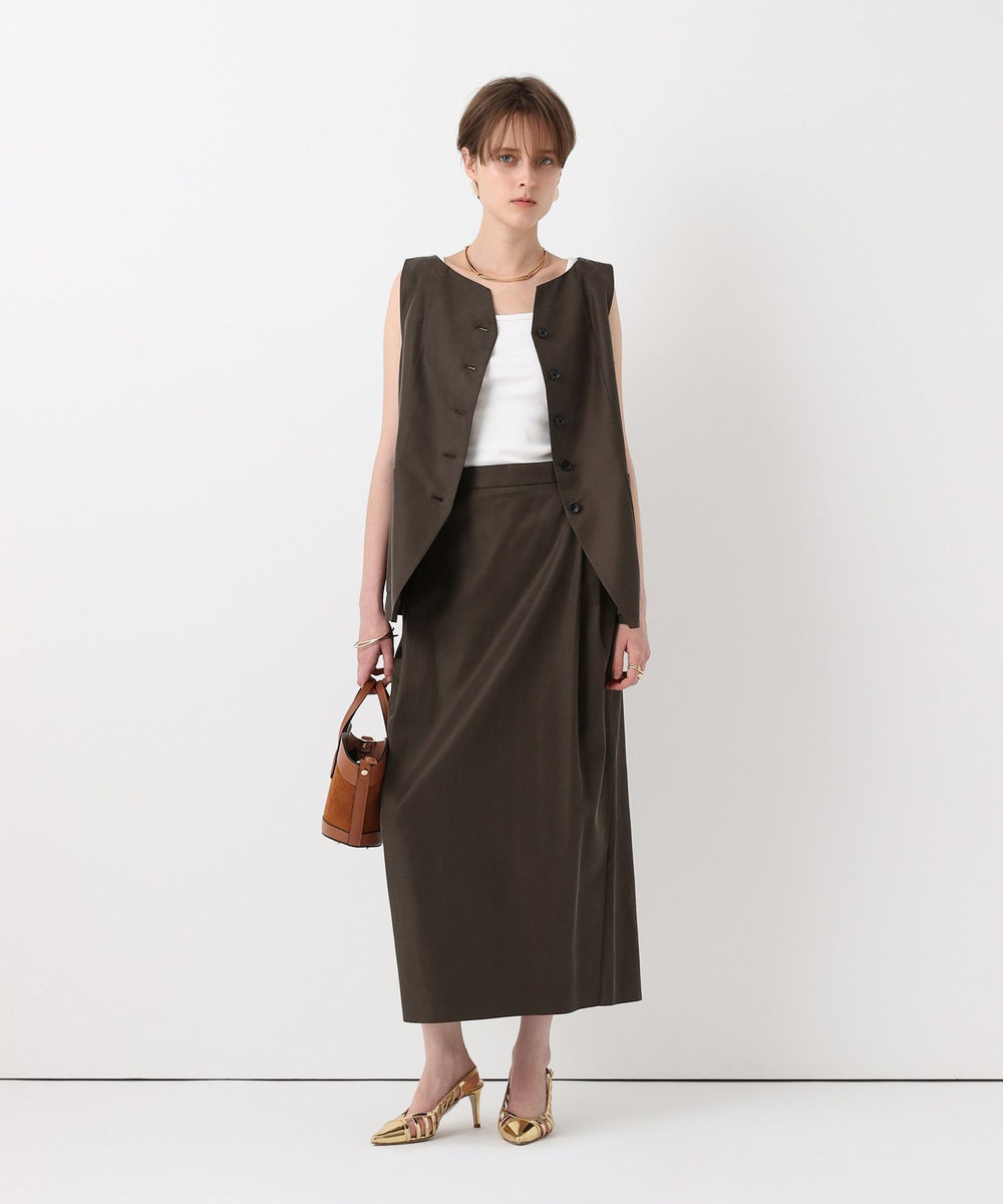 allureville コットンキュプラノースリーブジレ ブラウン (81)