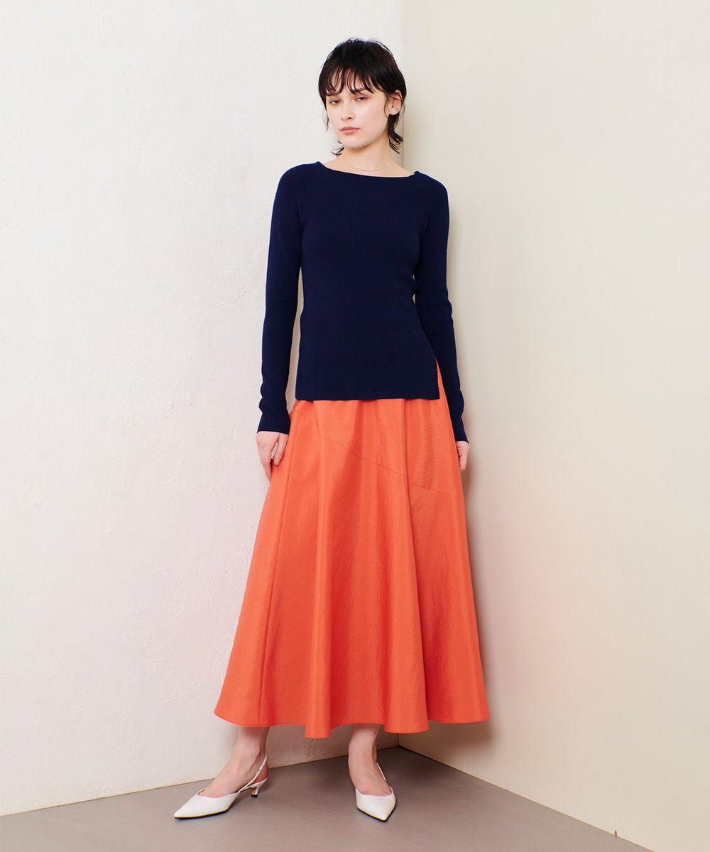 allureville オーガンジー切替フレアスカート オレンジ (31)