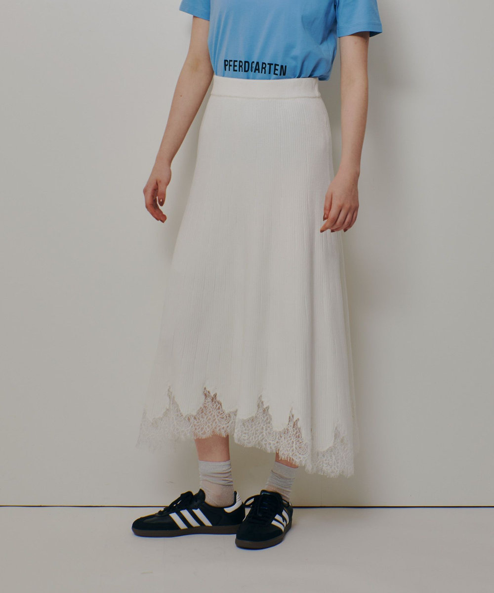 allureville レースドッキングニットスカート アイボリー (04)