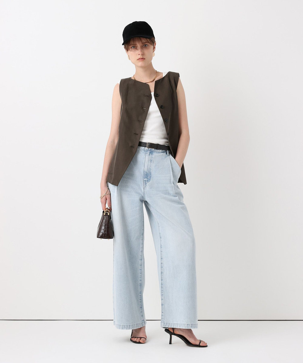 allureville コットンキュプラノースリーブジレ ブラウン (81)