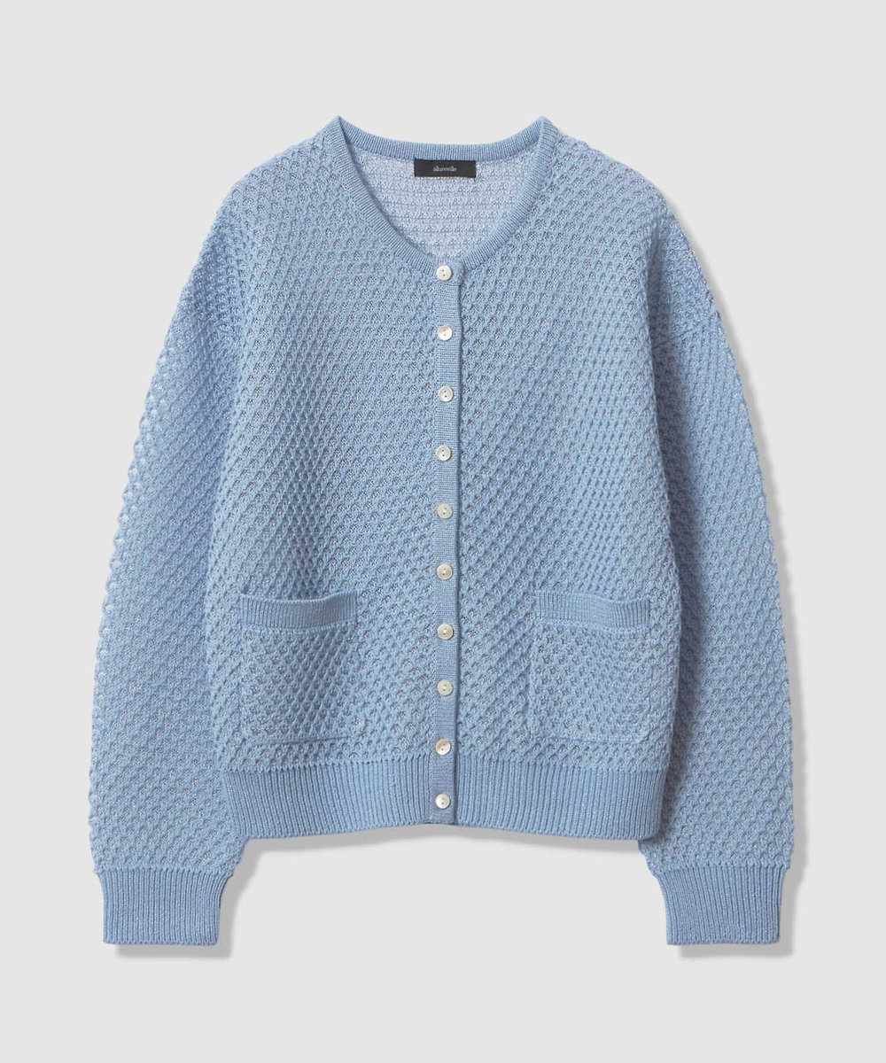 allureville 透かし編みカーディガン ブルー (61)