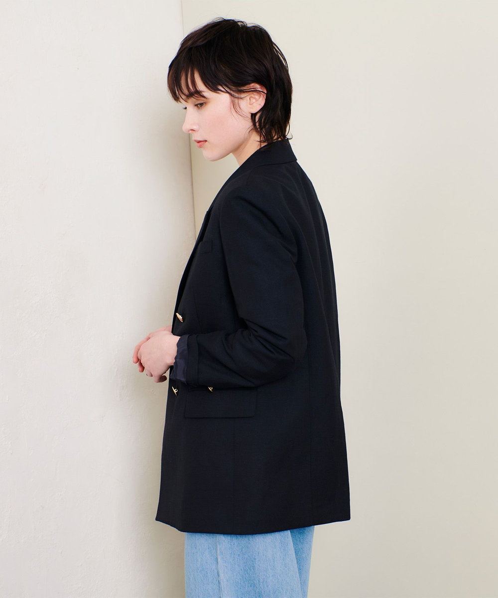 allureville シャークスキンダブルブレストジャケット ネイビー (65)