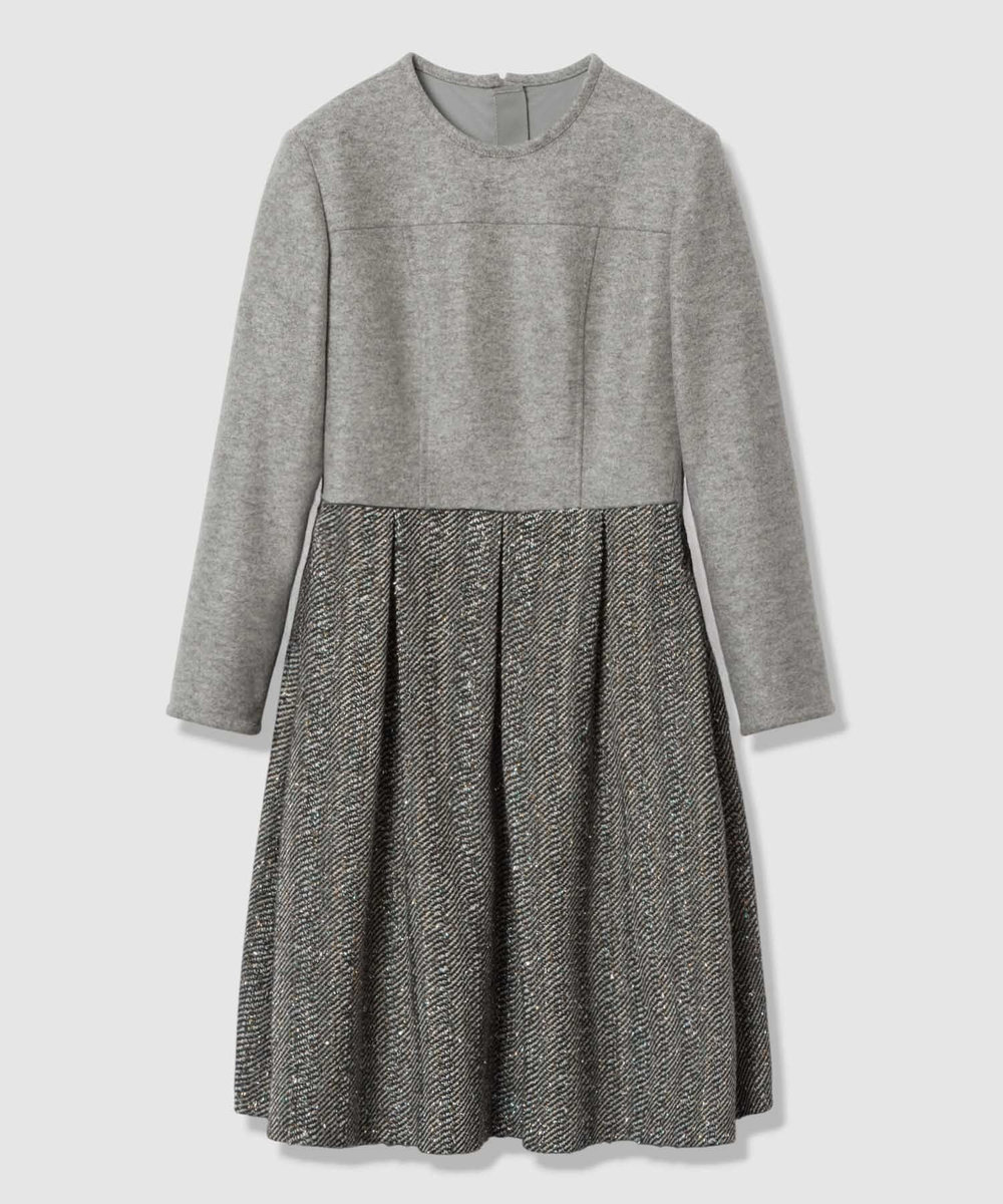 LOULOU WILLOUGHBY 【LOULOU WILLOUGHBY】LINTONラメツイードワンピース グレー (92)