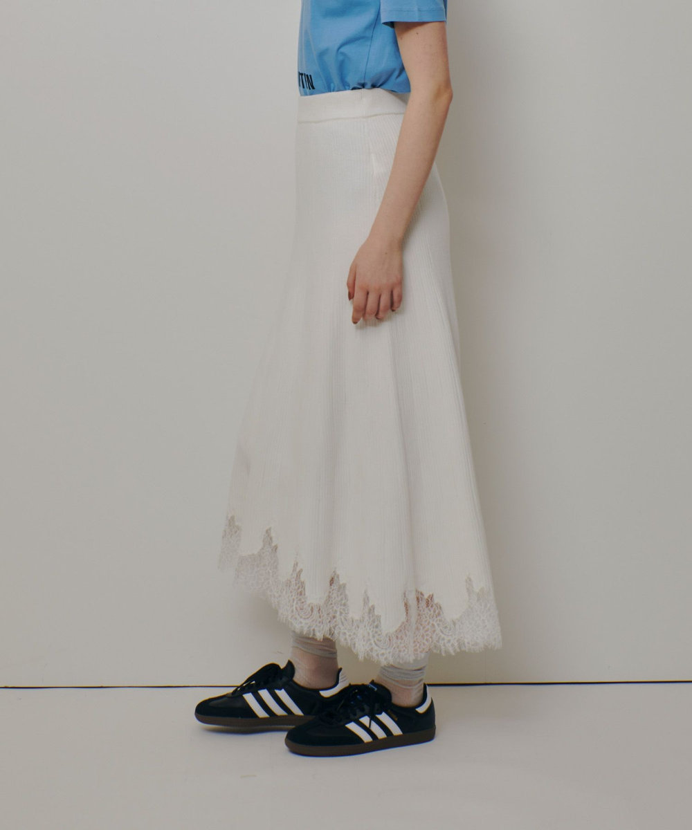 allureville レースドッキングニットスカート アイボリー (04)