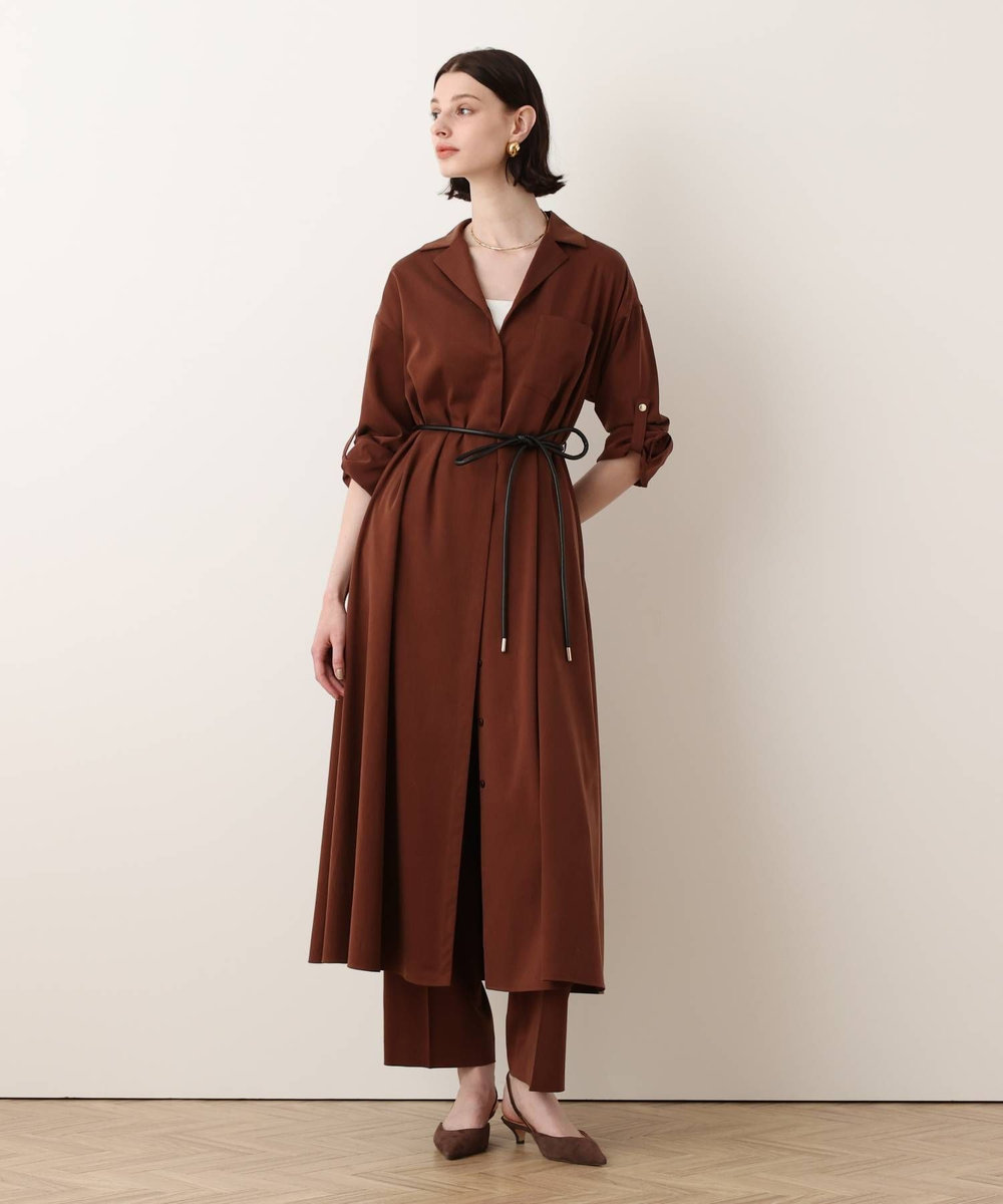 allureville フィブリルストレッチシャツワンピース ブラウン (81)