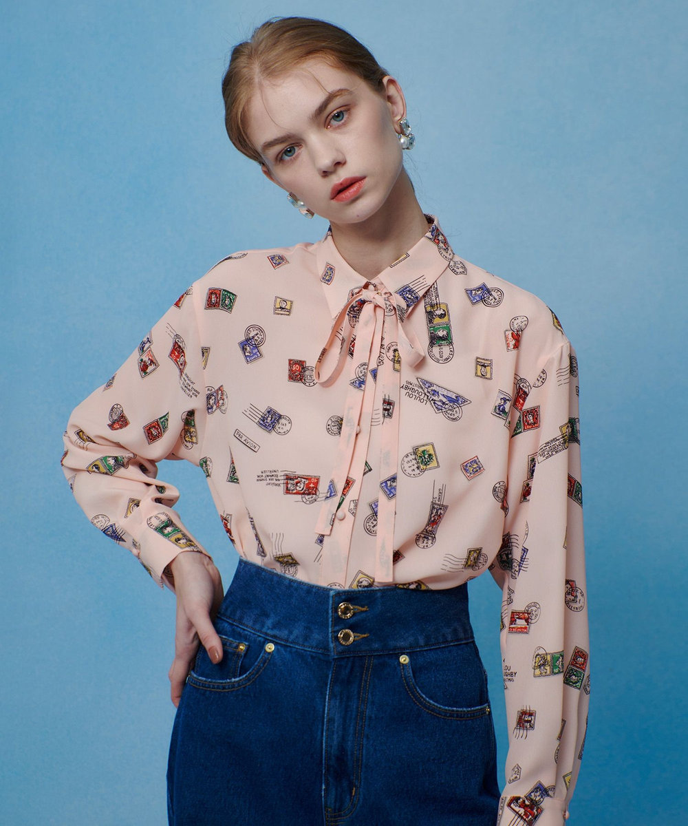 LOULOU WILLOUGHBY 【LOULOU WILLOUGHBY】レタープリントシャツブラウス ピンク (41)