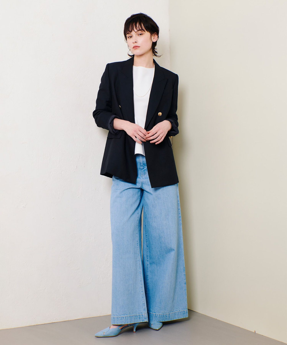 allureville シャークスキンダブルブレストジャケット ネイビー (65)