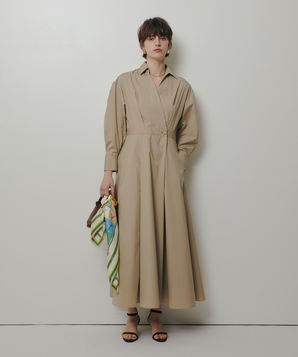 allureville ラップライクシャツワンピース ベージュ (11)