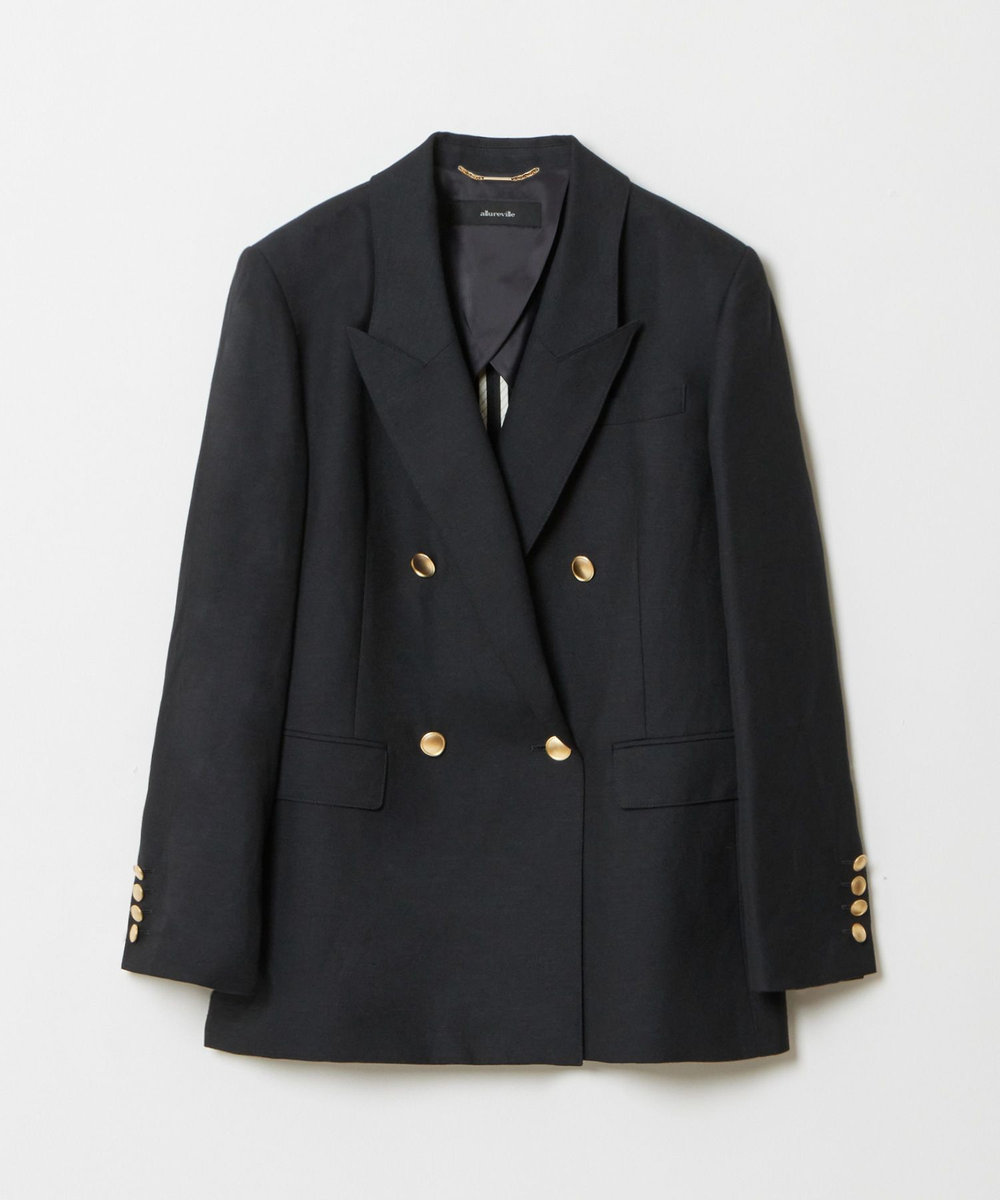 allureville シャークスキンダブルブレストジャケット ネイビー (65)