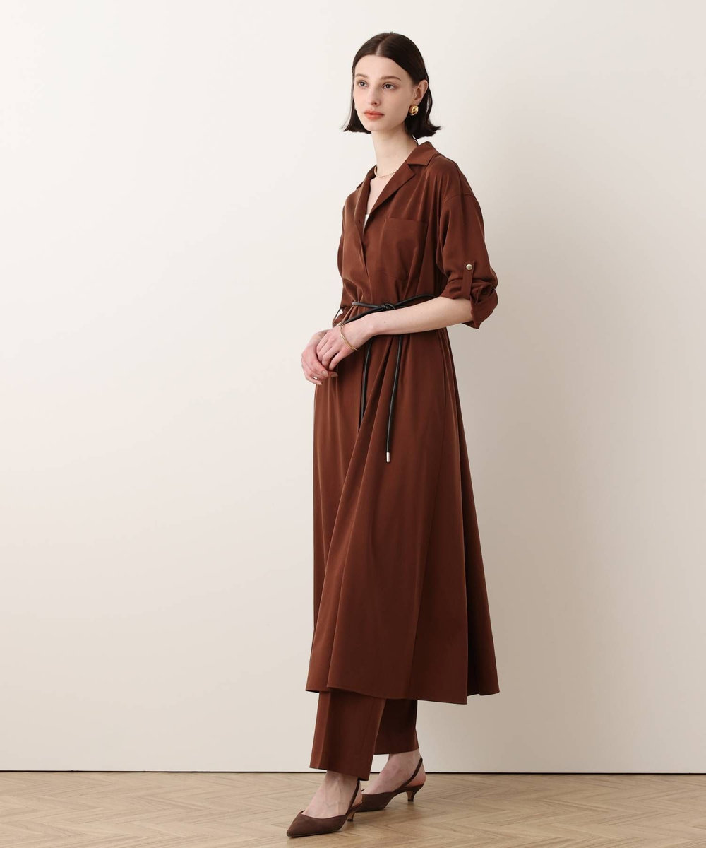 allureville フィブリルストレッチシャツワンピース ブラウン (81)