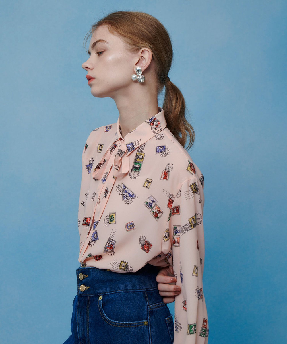 LOULOU WILLOUGHBY 【LOULOU WILLOUGHBY】レタープリントシャツブラウス ピンク (41)