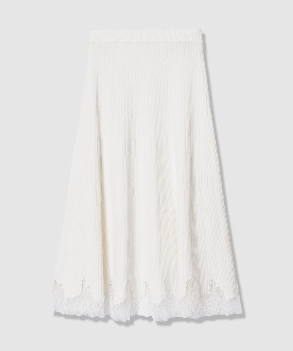 allureville レースドッキングニットスカート アイボリー (04)