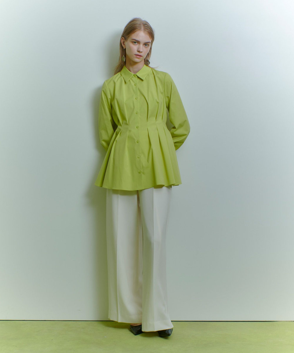 LOULOU WILLOUGHBY 【LOULOU WILLOUGHBY】タックシェイプシャツ グリーン (71)
