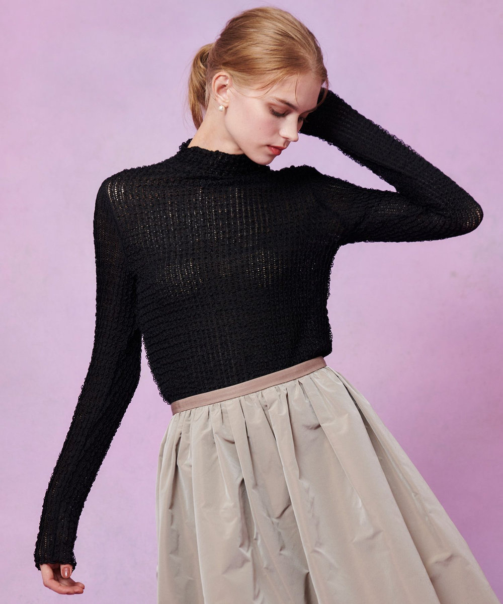 LOULOU WILLOUGHBY 【LOULOU WILLOUGHBY】ティアードラッセルプルオーバー ブラック (95)