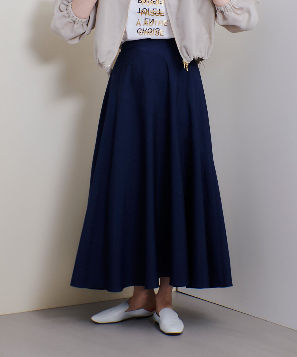 allureville オーガンジー切替フレアスカート ネイビー (65)