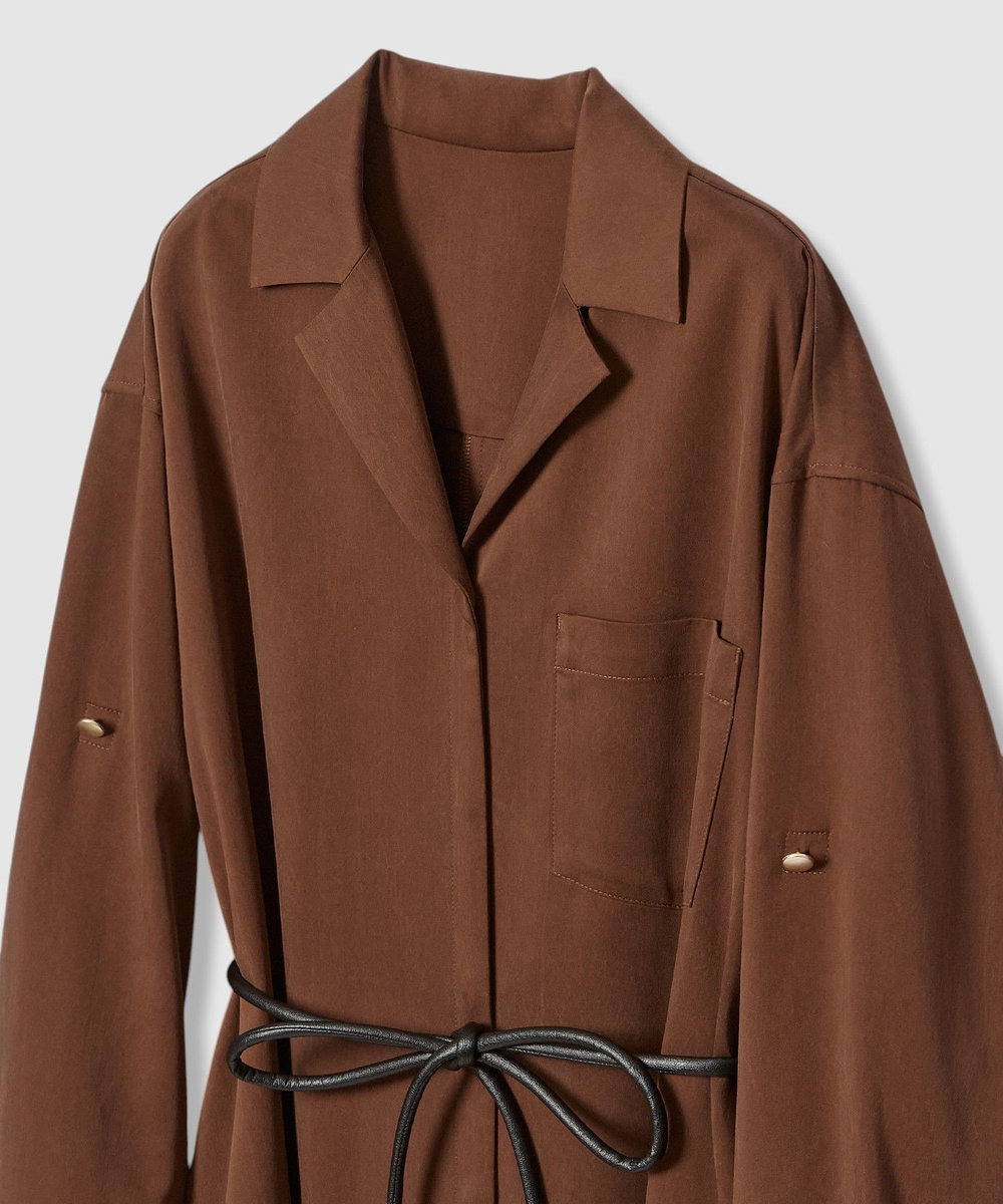allureville フィブリルストレッチシャツワンピース ブラウン (81)