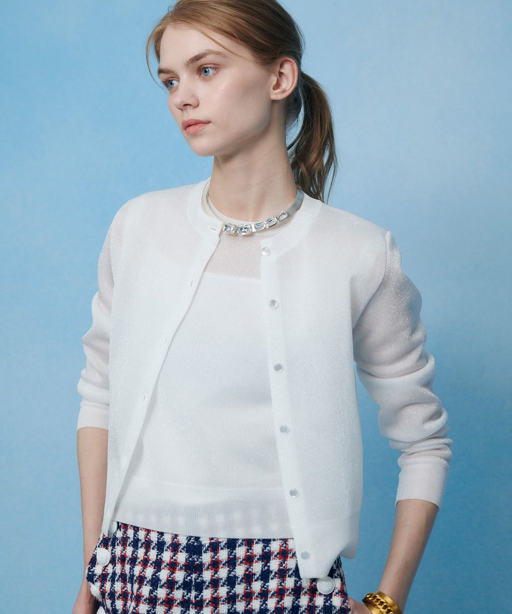 LOULOU WILLOUGHBY 【LOULOU WILLOUGHBY】シアージャガードカーディガン オフホワイト (02)