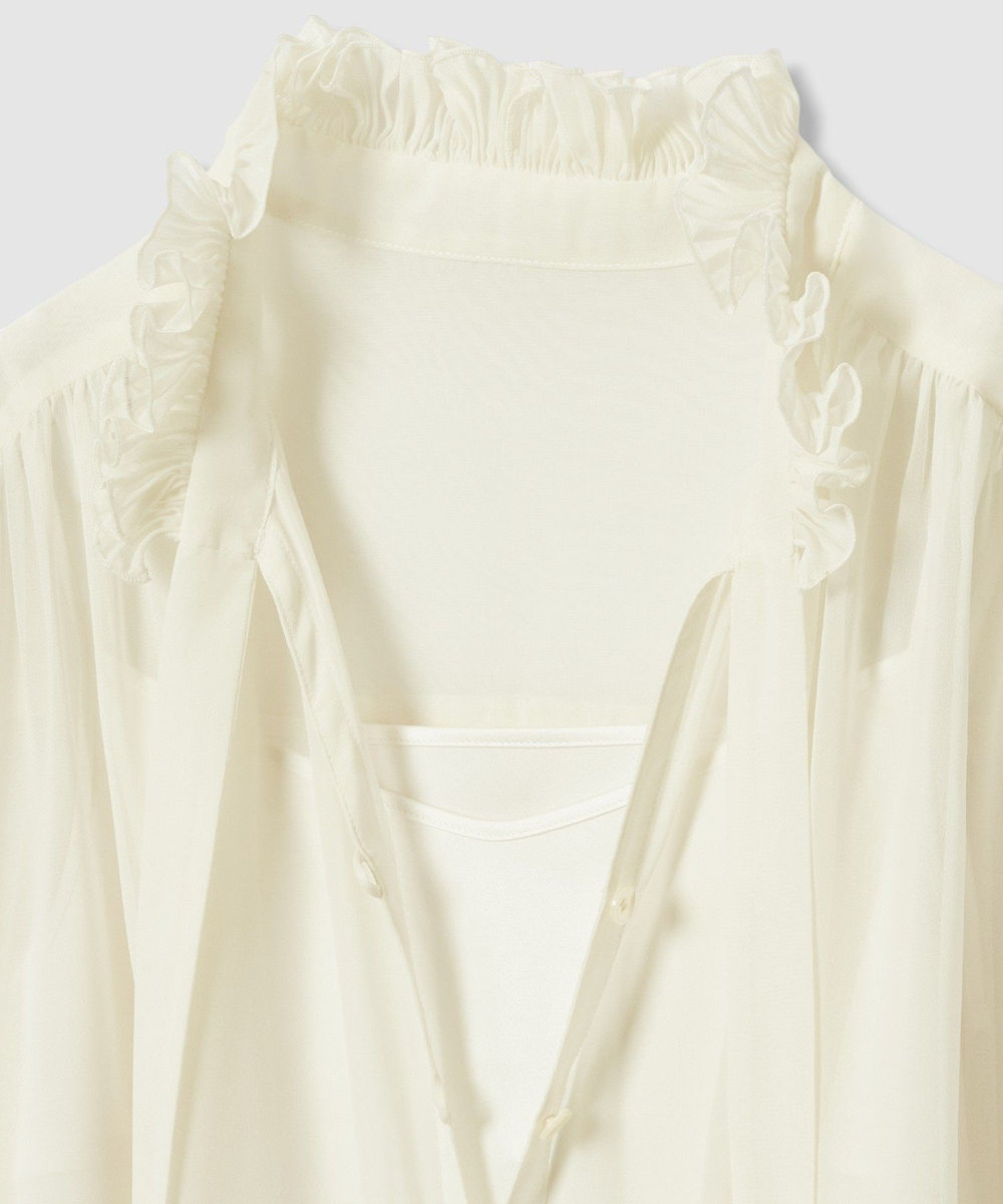 LOULOU WILLOUGHBY プリーツディテールシフォンワンピース アイボリー (04)