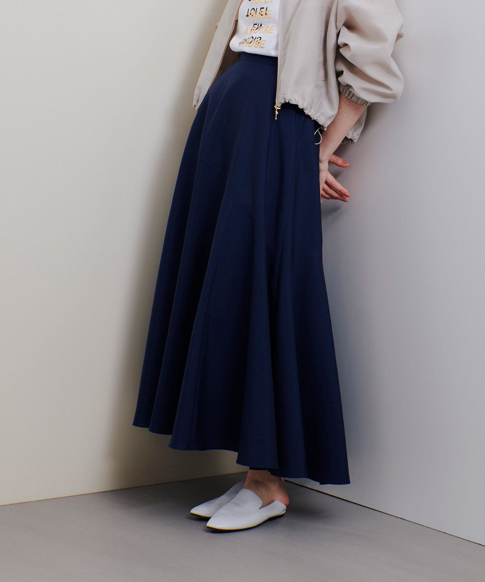 allureville オーガンジー切替フレアスカート ネイビー (65)