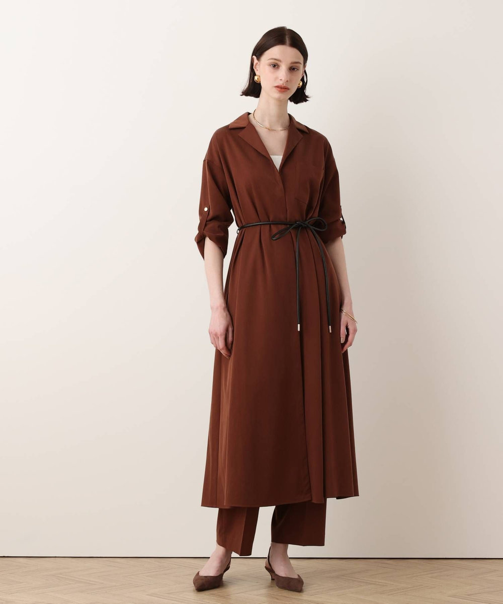 allureville フィブリルストレッチシャツワンピース ブラウン (81)