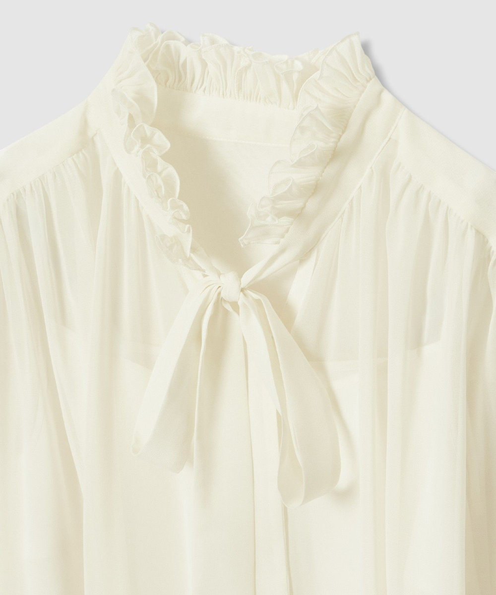 LOULOU WILLOUGHBY プリーツディテールシフォンワンピース アイボリー (04)