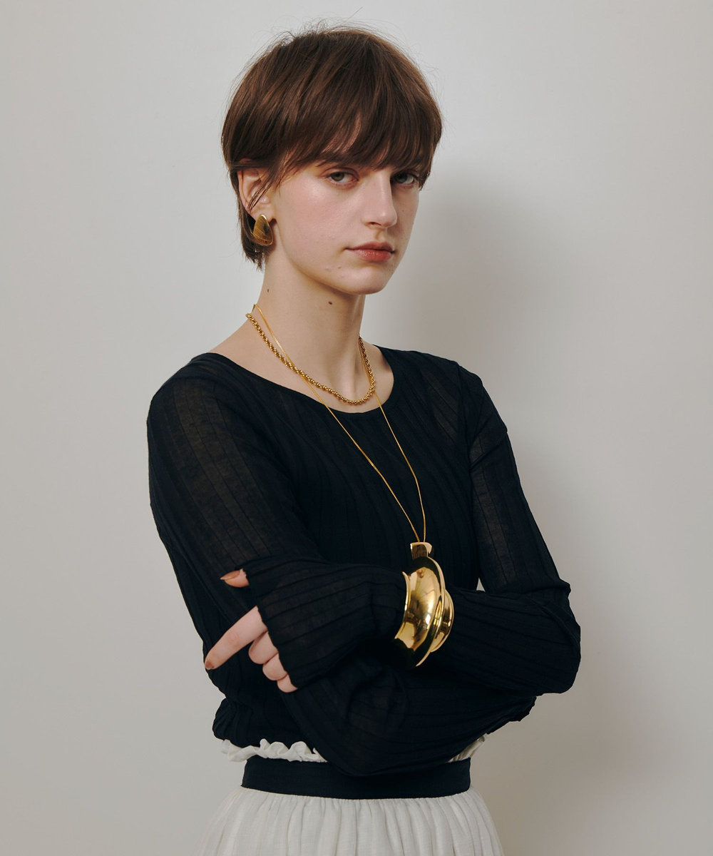 allureville シアーリブプルオーバー ブラック (95)