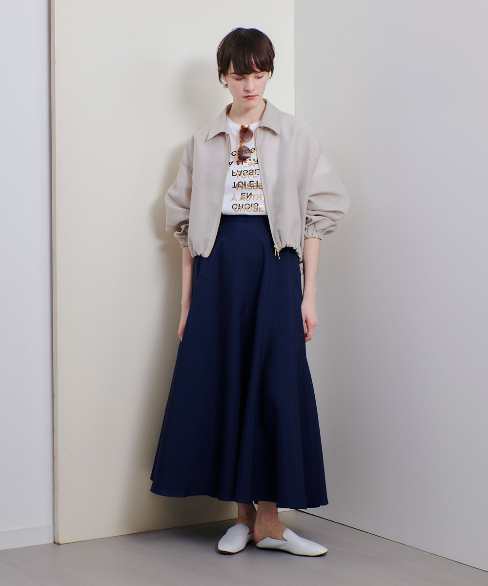 allureville オーガンジー切替フレアスカート ネイビー (65)