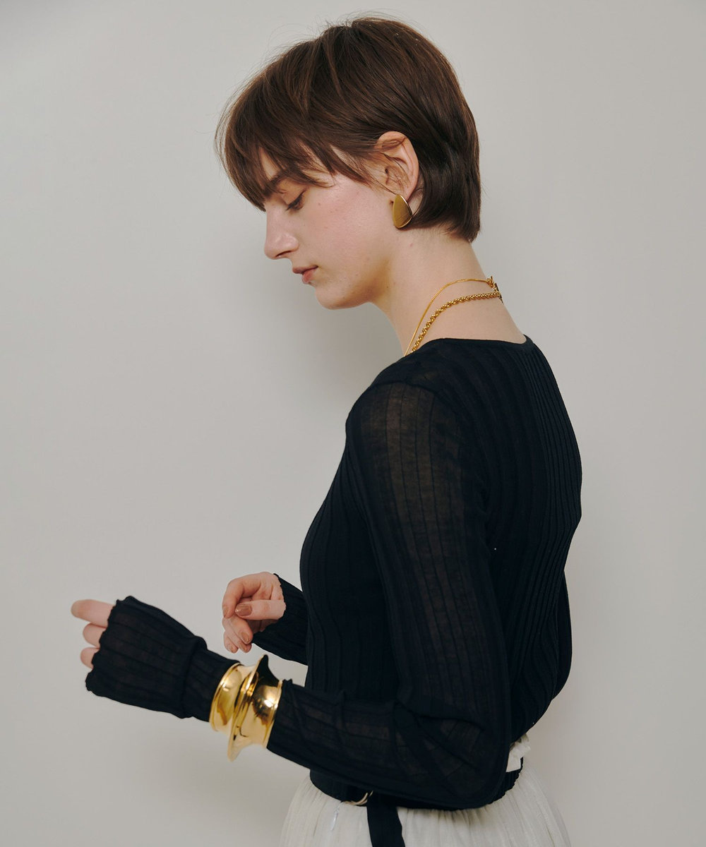 allureville シアーリブプルオーバー ブラック (95)